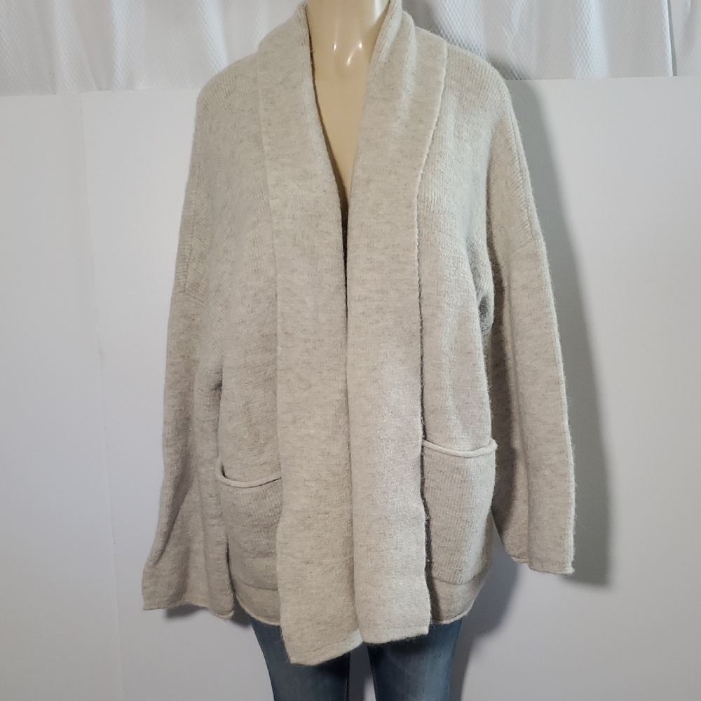 Madewell Mclean Shawl-Collar Cardigan Wool Alpaca Blend Sweater Beige Size L